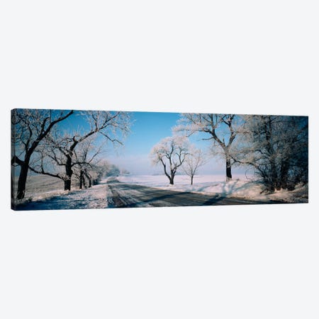 Road passing through winter fieldsIllinois, USA Canvas Print #PIM1278} by Panoramic Images Canvas Artwork