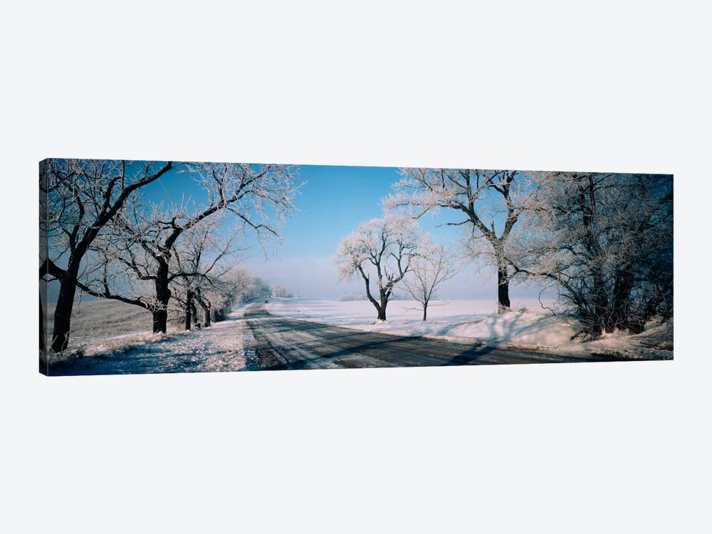 Road passing through winter fieldsIllinois, USA by Panoramic Images 1-piece Canvas Art