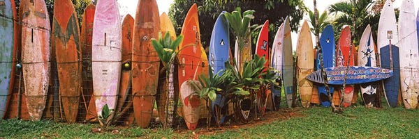 Panoramic Images: Arranged surfboards, Maui, Hawaii, USA by Panoramic Images