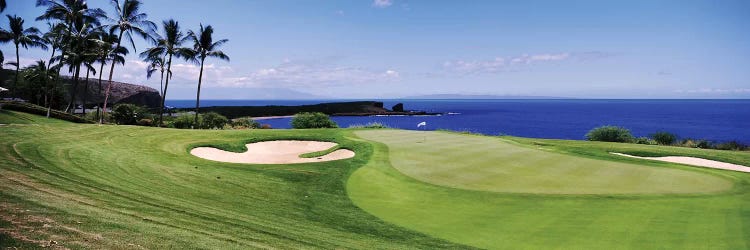 Golf course at the oceanside, The Manele Golf course, Lanai City, Hawaii, USA