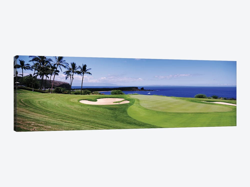 Golf course at the oceanside, The Manele Golf course, Lanai City, Hawaii, USA by Panoramic Images 1-piece Canvas Wall Art