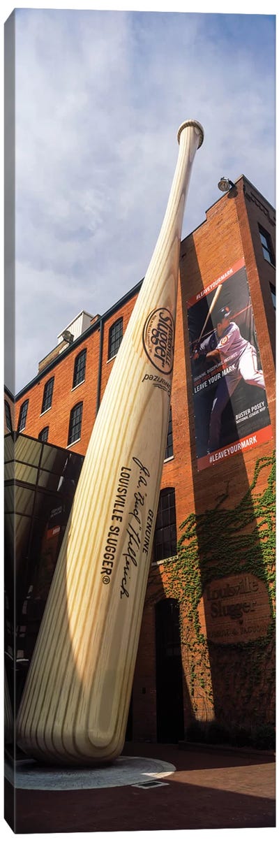 Giant baseball bat adorns outside of the Louisville Slugger Museum And Factory, Louisville, Kentucky, USA Canvas Art Print - Kentucky Art