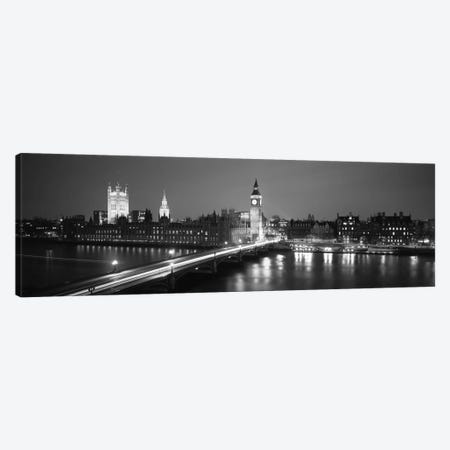 England, London, Parliament, Big Ben (black & white) Canvas Print #PIM128bw} by Panoramic Images Canvas Wall Art