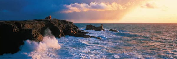 Brittany: Ruins on the Cliff at Quiberon Wild Coast, Morbihan, Brittany, France by Panoramic Images