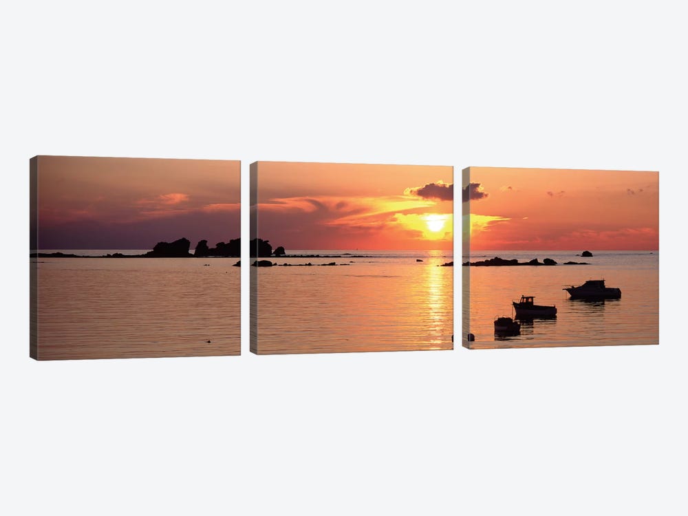 Sunset Over Archipelago Lilia,  Ile Vierge, Finistere, Brittany, France by Panoramic Images 3-piece Canvas Artwork