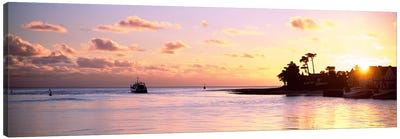 Sunrise At Loctudy Harbour, Finistere, Brittany, France Canvas Art Print - Lake & Ocean Sunrise & Sunset Art