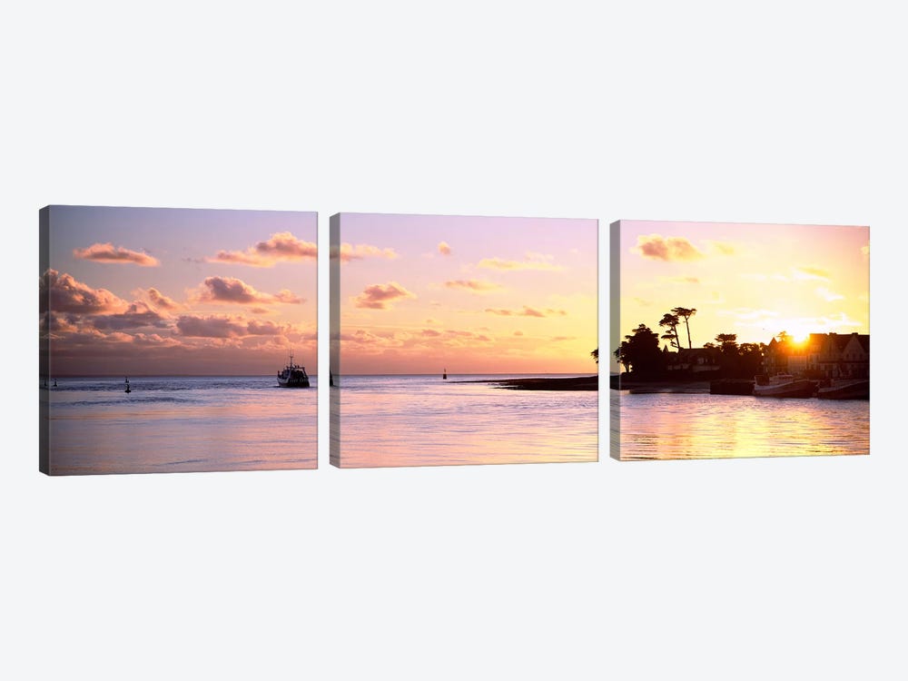 Sunrise At Loctudy Harbour, Finistere, Brittany, France by Panoramic Images 3-piece Canvas Artwork