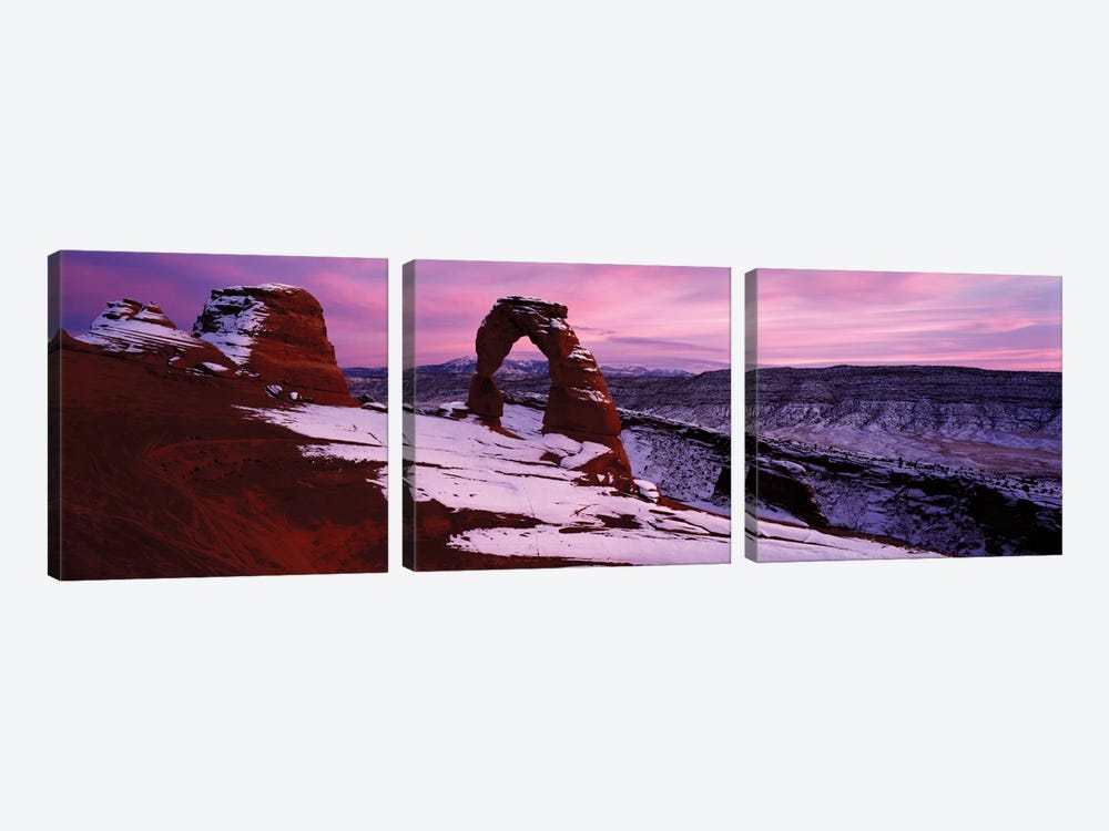 Delicate Arch In Winter, Arches National Park, Utah, USA by Panoramic Images 3-piece Canvas Art