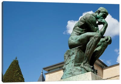 Rodin's Les Penseur (The Thinker) II, Musee Rodin Garden, Paris, Ile-de-France, France Canvas Art Print - The Thinker Reimagined