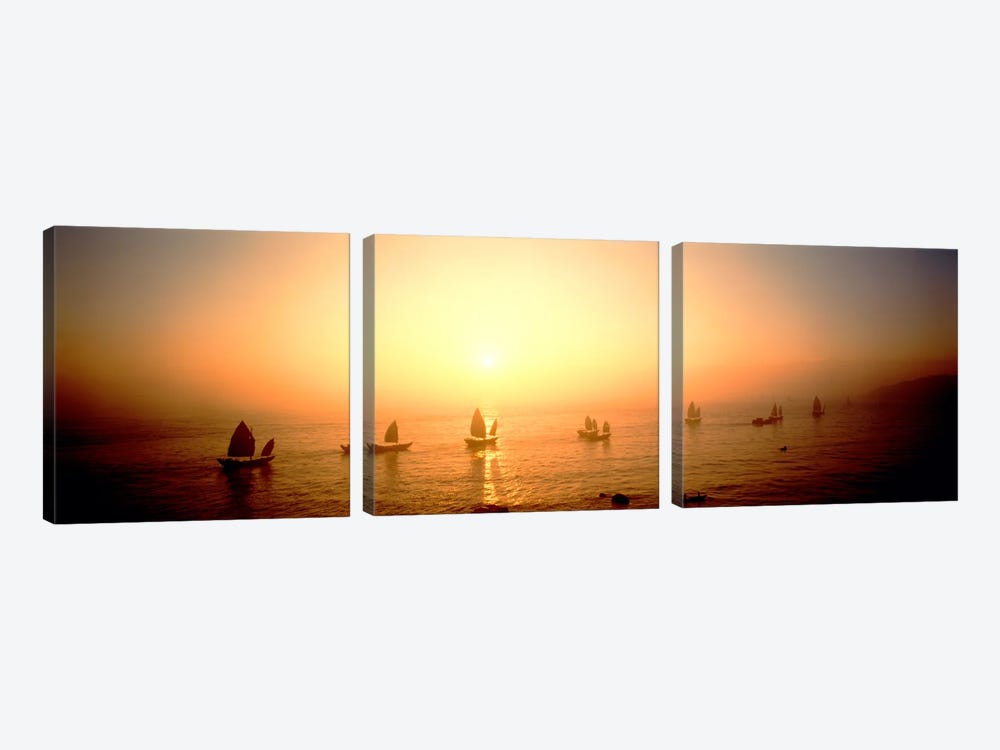 Boats Shantou China by Panoramic Images 3-piece Canvas Art Print