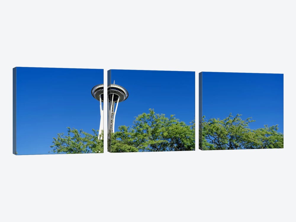 Low angle view of a tower, Space Needle, Seattle Center, Seattle, King County, Washington State, USA by Panoramic Images 3-piece Canvas Art Print