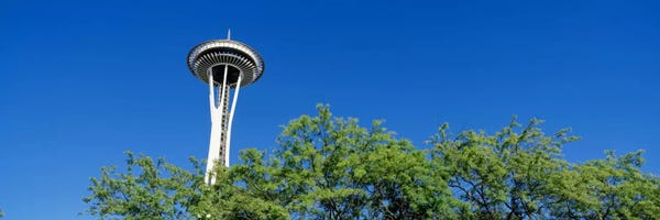Space Needle: Low angle view of a tower, Space Needle, Seattle Center, Seattle, King County, Washington State, USA by Panoramic Images