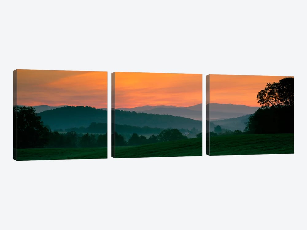 Foggy Hillside Sunrise, Caledonia County, Vermont, USA by Panoramic Images 3-piece Canvas Artwork