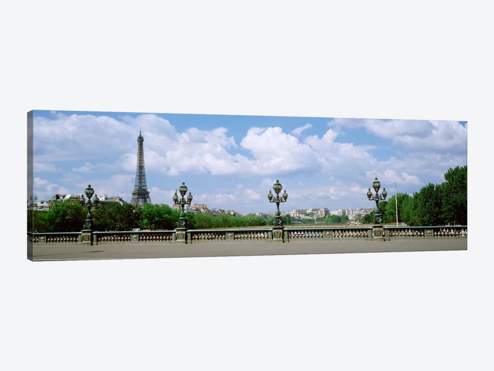 Cloudy View Of The Eiffel Tower As Seen From Pont Alexandre III, Paris, Ile-de-France, France by Panoramic Images 1-piece Canvas Art Print