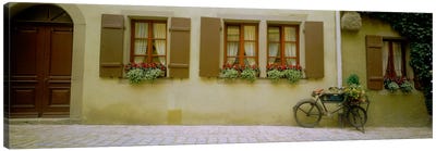 Lone Bicycle, Rothenburg ob der Tauber, Ansbach, Middle Franconia, Bavaria, Germany Canvas Art Print - Germany Art