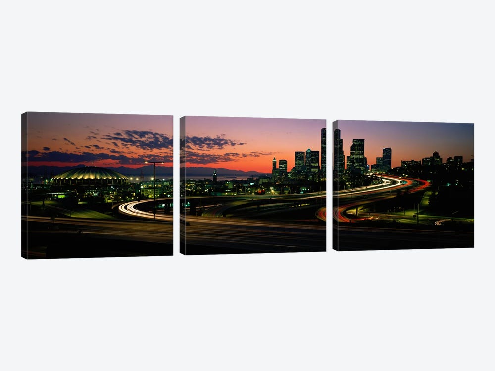 Sunset Puget Sound & Seattle skyline WA USA by Panoramic Images 3-piece Art Print