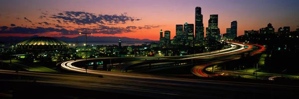 Washington: Sunset Puget Sound & Seattle skyline WA USA by Panoramic Images
