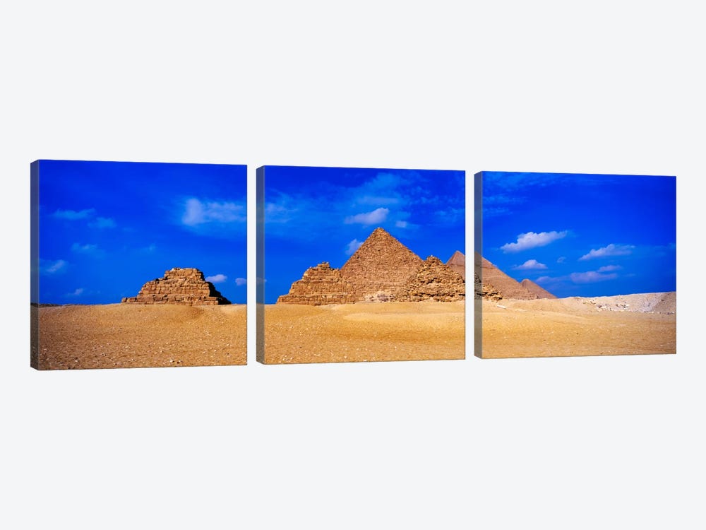 Great Pyramids & Pyramids Of Queens, Giza Pyramid Complex, Giza, Egypt by Panoramic Images 3-piece Canvas Art