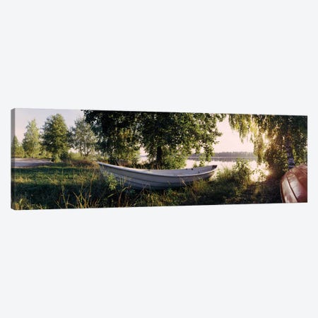 Boat On The Bank II, Vuoksi River, Imatra, Finland Canvas Print #PIM13323} by Panoramic Images Canvas Print
