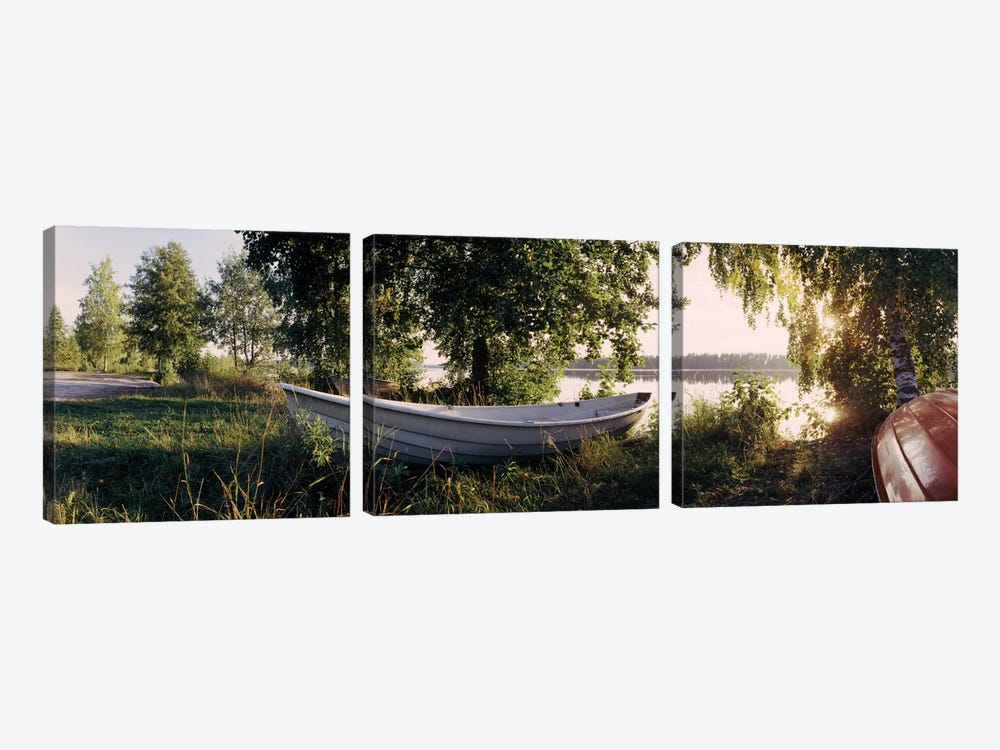 Boat On The Bank II, Vuoksi River, Imatra, Finland by Panoramic Images 3-piece Canvas Art Print
