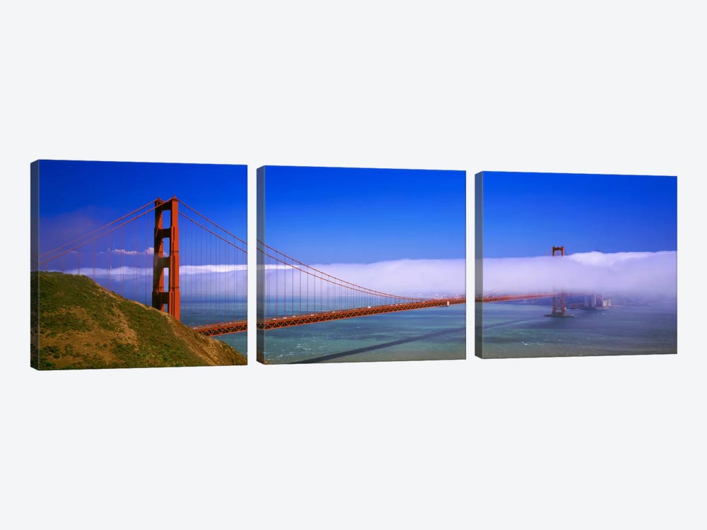 Fog Cloud Over The Golden Gate Bridge, California, USA by Panoramic Images 3-piece Canvas Art