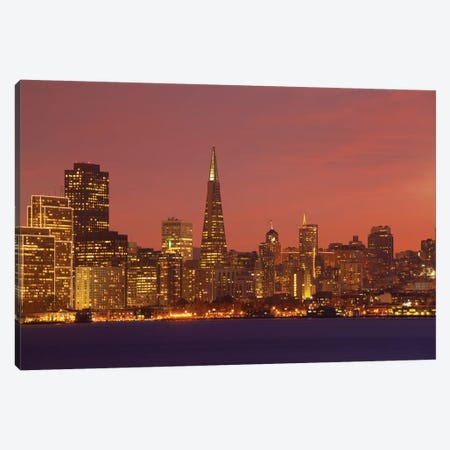 Downtown Skyline At Night I, San Francisco, California, USA Canvas Print #PIM13393} by Panoramic Images Canvas Artwork