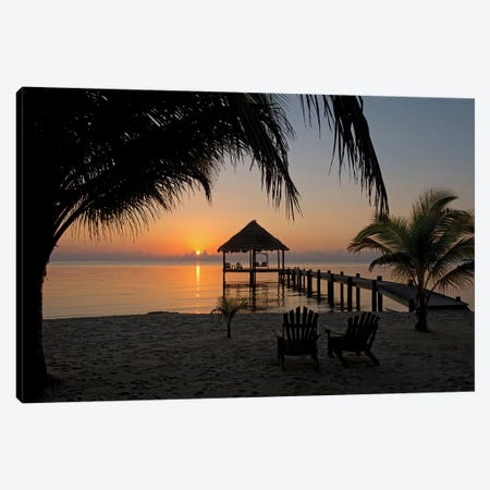 Pier With Palapa, Maya Beach, Stann Creek District, Belize Canvas Print #PIM13952} by Panoramic Images Canvas Art