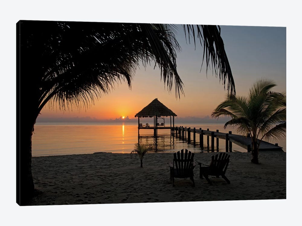 Pier With Palapa, Maya Beach, Stann Creek District, Belize by Panoramic Images 1-piece Art Print