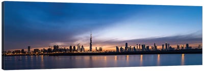 Downtown Skyline At Sunset, Dubai, United Arab Emirates Canvas Art Print - Panoramic Cityscapes