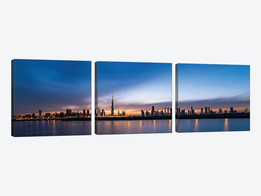 Downtown Skyline At Sunset, Dubai, United Arab Emirates by Panoramic Images 3-piece Canvas Artwork