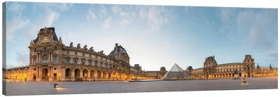The Louvre Palace and Pyramid, Paris, Ile-de-France, France Canvas Art Print - Paris Photography
