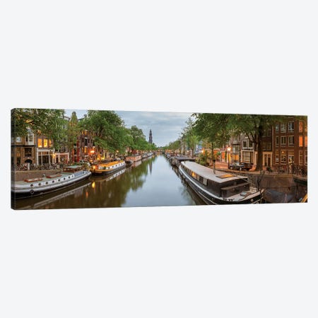 Prinsengracht Canal, Amsterdam, North Holland Province, Netherlands Canvas Print #PIM13964} by Panoramic Images Canvas Wall Art