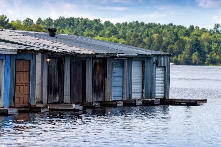 Row Of Old Boathouses, Lake Muskoka, Ontario, Canada by Panoramic Images wall art