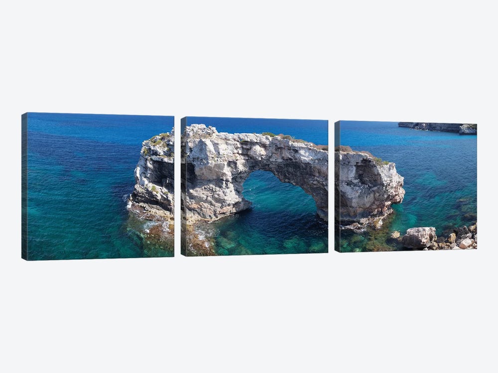 Es Pontas Natural Arch, Santanyi, Majorca, Balearic Islands, Spain by Panoramic Images 3-piece Canvas Art Print