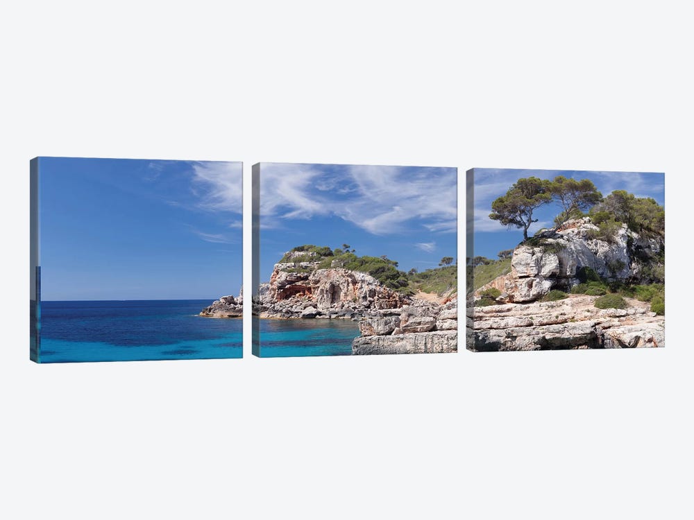 Cala s'Almunia Bay, Santanyi, Majorca, Balearic Islands, Spain by Panoramic Images 3-piece Canvas Art