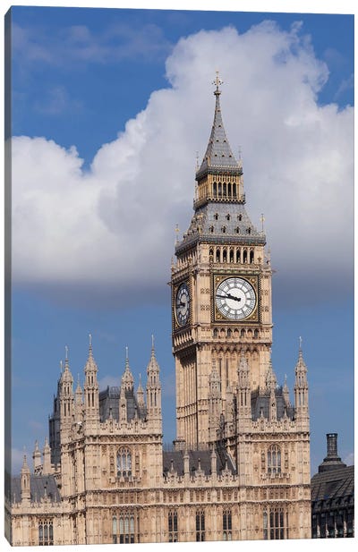 Big Ben, Palace of Westminster, City Of Westminster, London, England Canvas Art Print - Building & Skyscraper Art