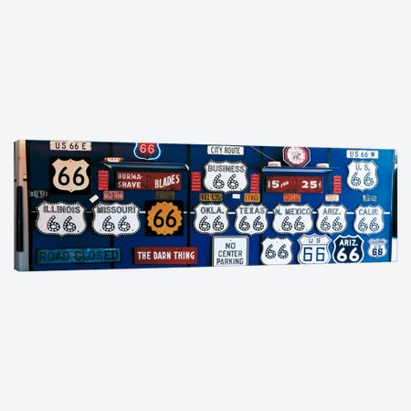 Route 66 Sign Collection Canvas Print #PIM139} by Panoramic Images Canvas Artwork