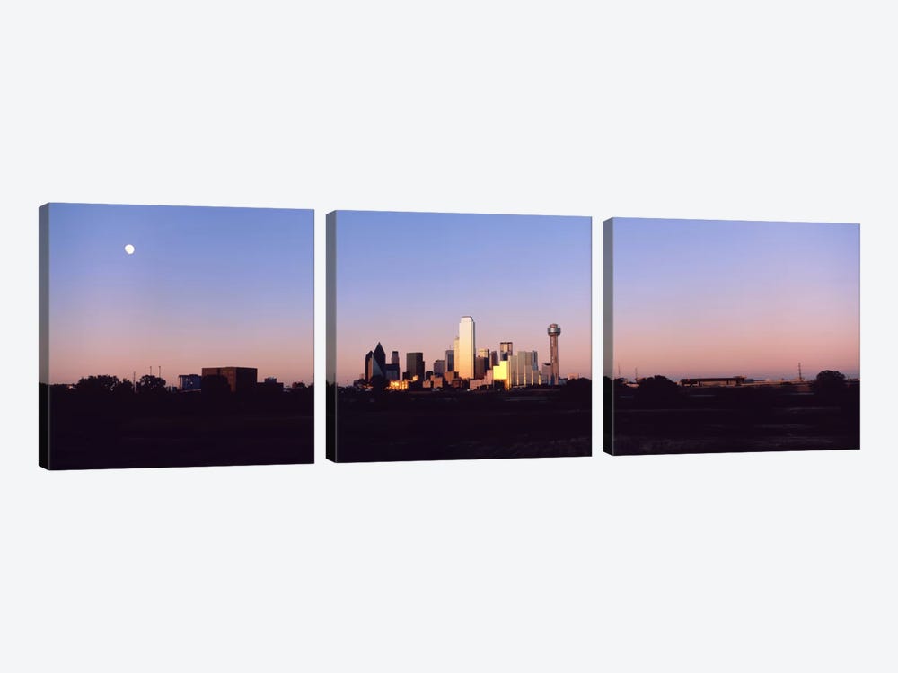 Sunset Skyline Dallas TX USA by Panoramic Images 3-piece Canvas Art