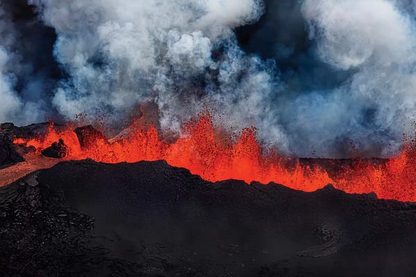 Volcanoes: Eruption Fissure Splatter Fountains I, Holuhraun Lava Field, Sudur-Bingeyjarsysla, Nordurland Eystra, Iceland by Panoramic Images