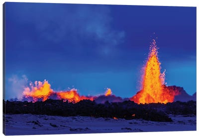 Eruption Fissure Splatter Fountains II, Holuhraun Lava Field, Sudur-Bingeyjarsysla, Nordurland Eystra, Iceland Canvas Art Print - Volcano Art