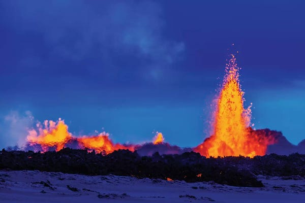 Volcanoes: Eruption Fissure Splatter Fountains II, Holuhraun Lava Field, Sudur-Bingeyjarsysla, Nordurland Eystra, Iceland by Panoramic Images