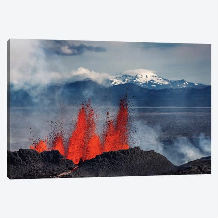 Eruption Fissure Splatter Fountains III, Holuhraun Lava Field, Sudur-Bingeyjarsysla, Nordurland Eystra, Iceland Canvas Print #PIM14024} by Panoramic Images Canvas Art
