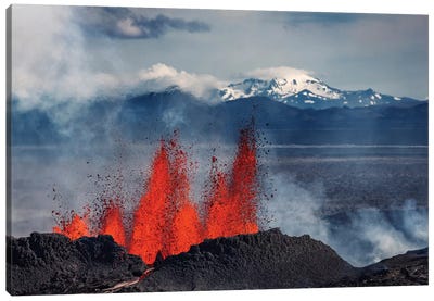 Eruption Fissure Splatter Fountains III, Holuhraun Lava Field, Sudur-Bingeyjarsysla, Nordurland Eystra, Iceland Canvas Art Print - Iceland Art
