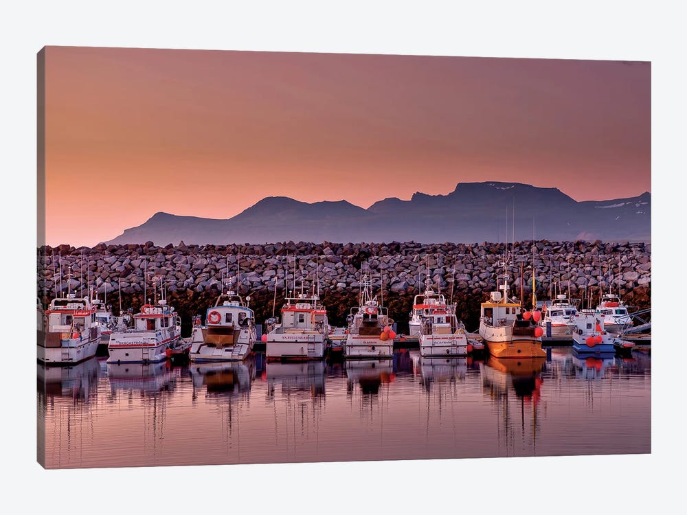 Docked Boats, Olafsvik, Snaefellsnes Peninsula, Vesturland, Iceland by Panoramic Images 1-piece Canvas Wall Art