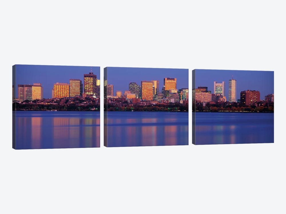 Downtown Skyline, Boston, Suffolk County, Massachusetts, USA by Panoramic Images 3-piece Canvas Wall Art