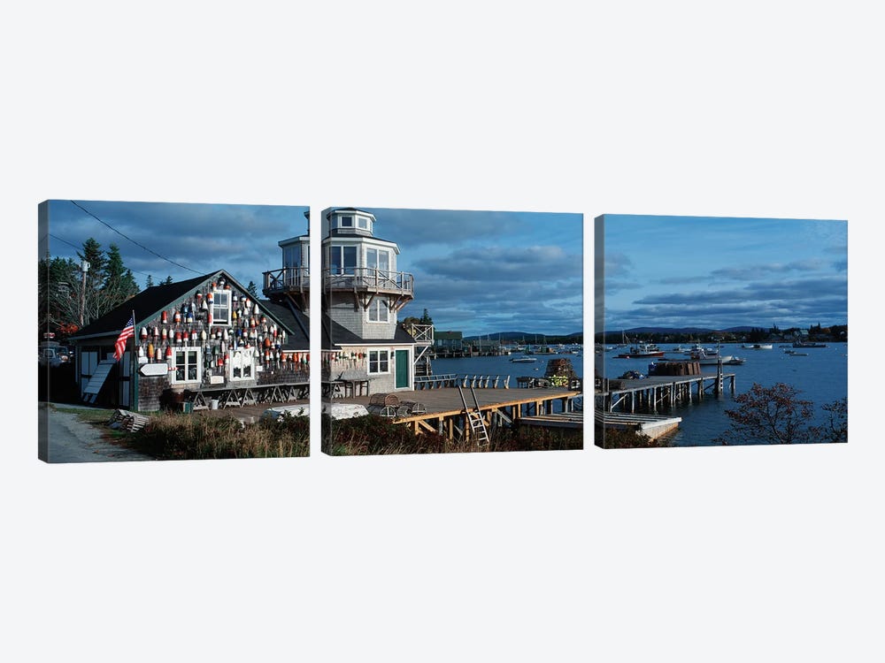Harding Family Wharf, Bass Harbor, Hancock County, Maine, USA by Panoramic Images 3-piece Canvas Art
