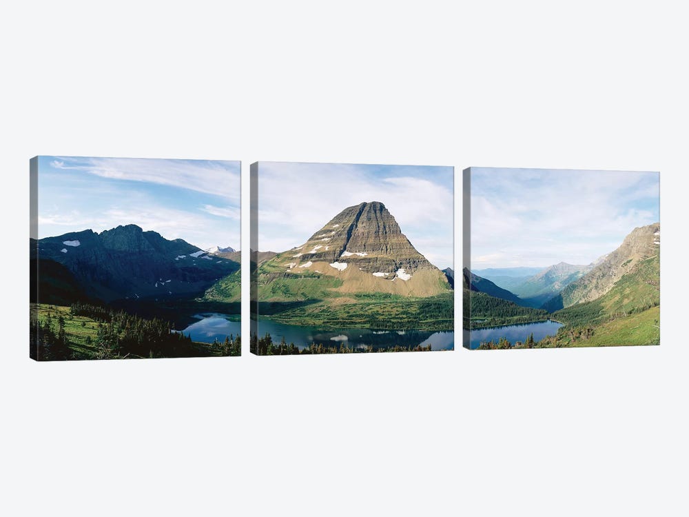 Bearhat Mountain and Hidden Lake, Lewis Range, Rocky Mountains, Glacier National Park, Flathead County, Montana, USA by Panoramic Images 3-piece Canvas Art Print
