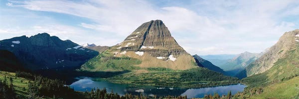 Bearhat Mountain and Hidden Lake, Lewis Range, Rocky Mountains, Glacier National Park, Flathead County, Montana, USA