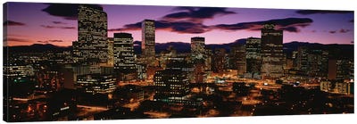 Downtown Skyline at Dusk, Denver, Denver County, Colorado, USA Canvas Art Print - Colorado Art