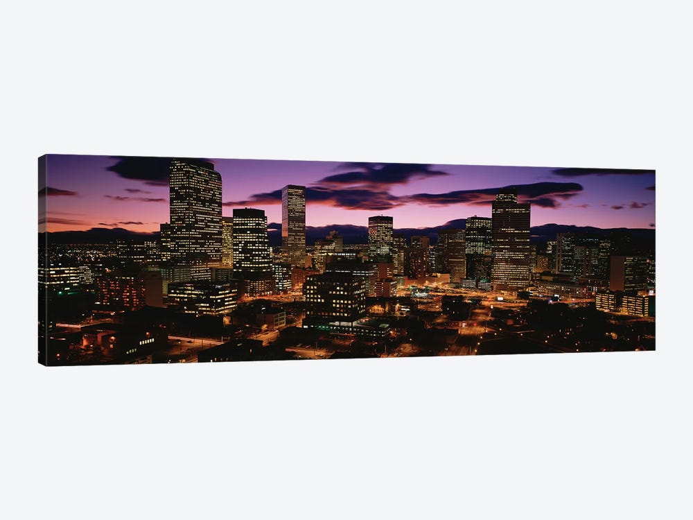 Downtown Skyline at Dusk, Denver, Denver County, Colorado, USA by Panoramic Images 1-piece Canvas Art